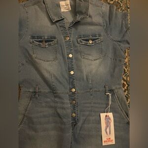 Denim jumpsuit with tags